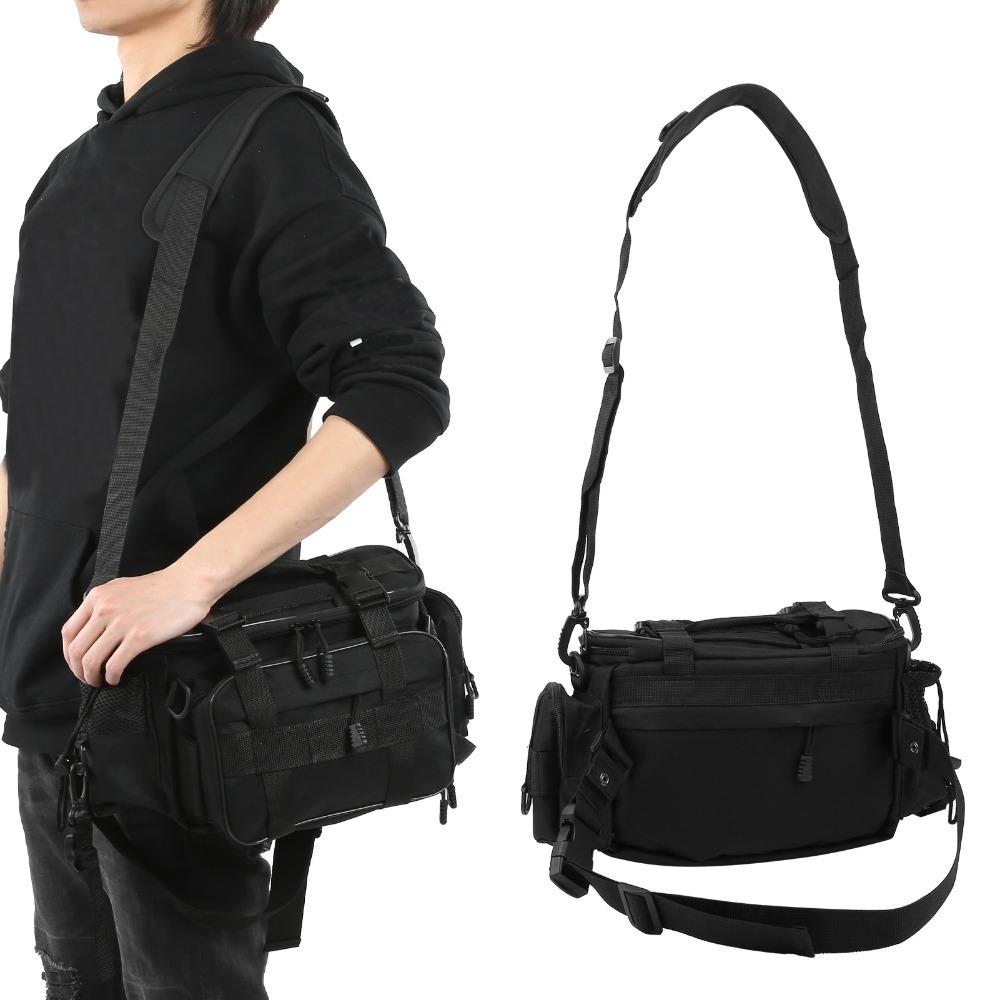 MultiCompartment Fishing Tool Bag Polyester Fishing Bag Portable Fishing Shoulder Bag for Anglers чёрный