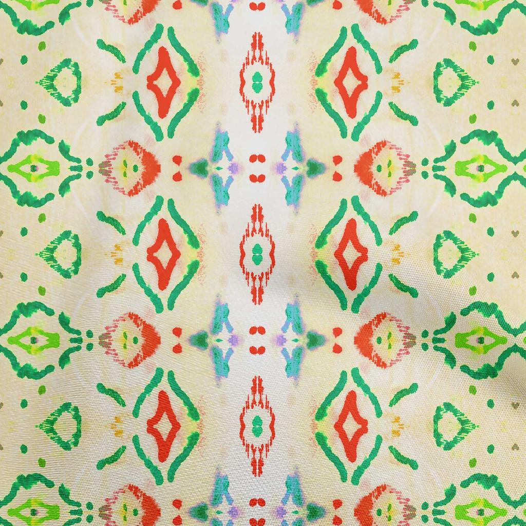 oneOone Baumwoll-Flex-Stoff in Hellpfirsich, Asiatischer Ikkat mit Aquarell-Stoff zum Nähen, bedruckt, Bastelstoff, Meterware, 40 Zoll