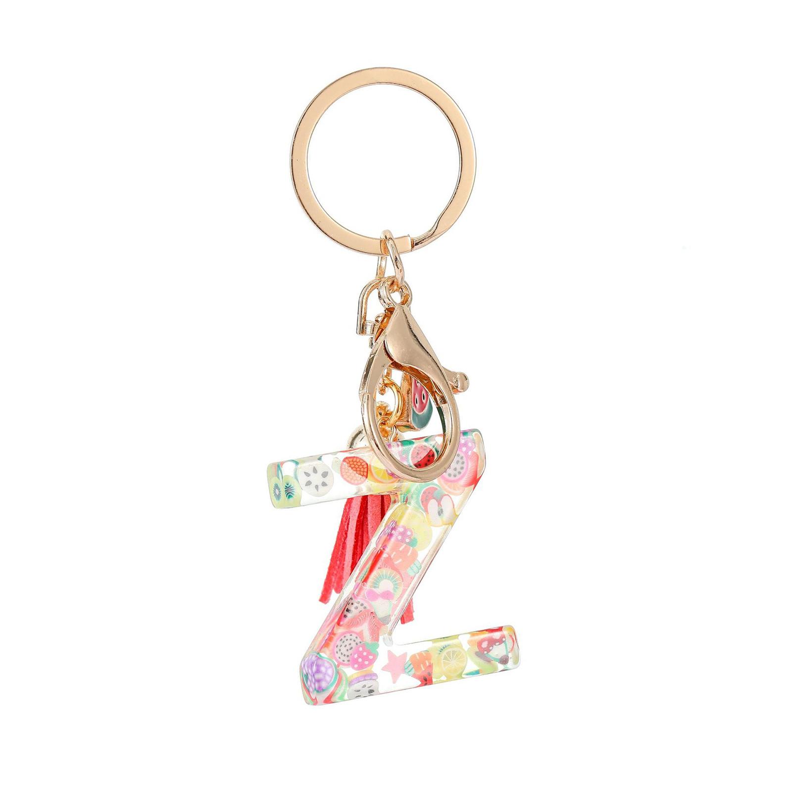 

26 букв модный фруктовый брелок из смолы кулон свежий милый брелок маленькие подарки One Size