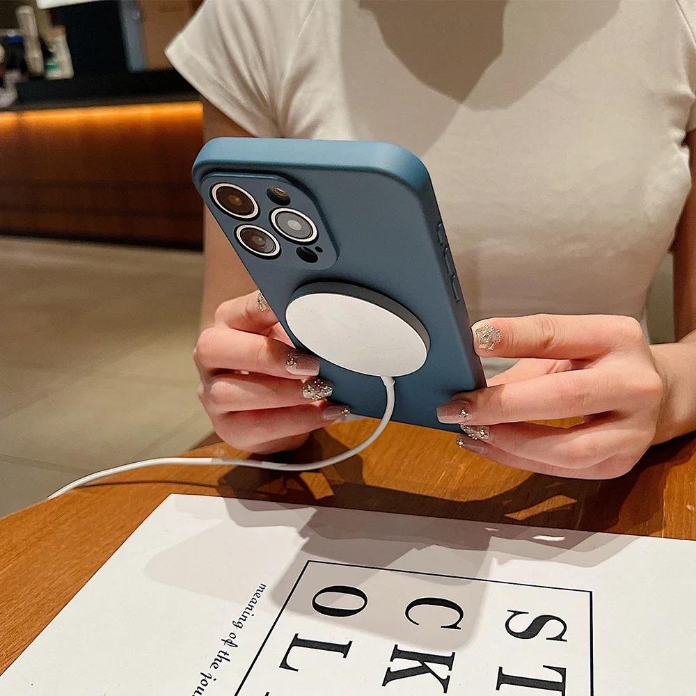 for Magsafe Magnetic Wireless Charging Case for iPhone 16 15 14 13 12 11 Pro Max Mini XR XS Soft TPU Liquid Silicone Back Cover