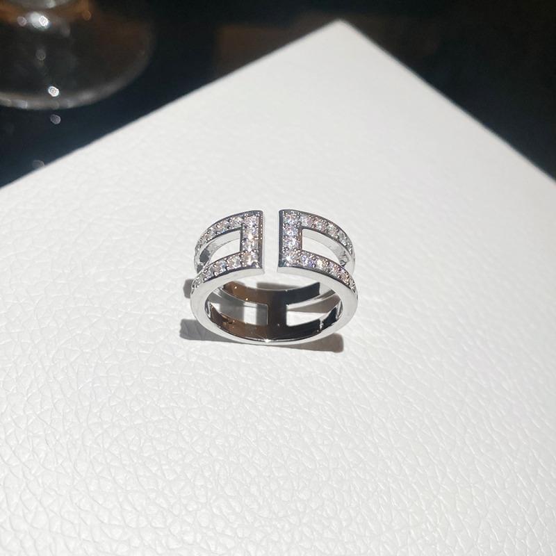 Korean Sweet and Cool Wind Zircon Star Opening Ring Niche High-end Index Finger Ring Light Luxury Personality Temperament Ring Woman