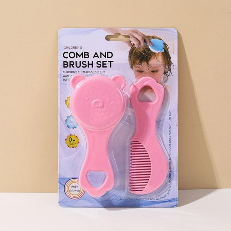 Infant Comb Kit with Hairbrush for Delicate Skin Feature Lovely Bear Pattern New Parents Essential Hair Care Tools