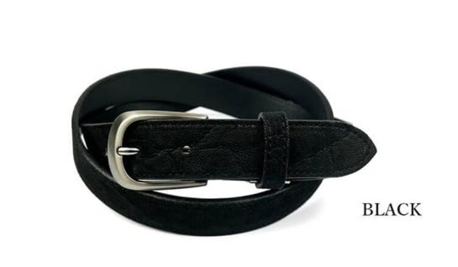 LIBERO Made In Japan Elephant Leather X Himeji Leather Pinhole Belt Ls-252 (Black)