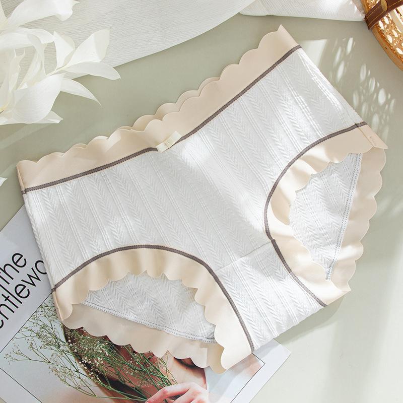Non Marking Underwear for Women Mid Waist Lingerie Antibacterial Pure Cotton Knickers Breathable Triangle Panties