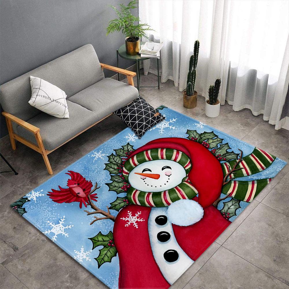 Christmas Living Room Carpet New Year's Child Rug Snowman Santa Claus Floor Mat Kitchen Bedroom Area Rug Non-slip Doormat
