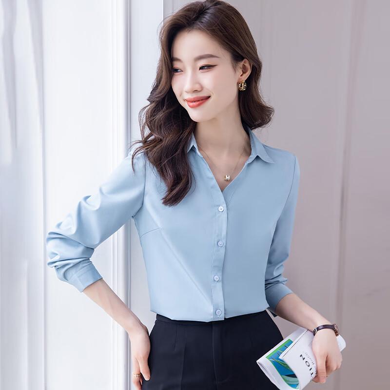 

Women s V-Neck Long Sleeve Professional Blouse M