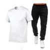 Herren Baumwollmischung Sportset Kurzarm-T-Shirt Lange Hosen Freizeit-Sportbekleidung Training Fitnessstudio