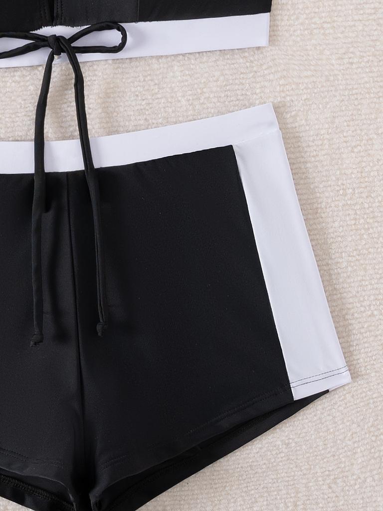 Damen High-Waist Zweiteiliger Bikini Badeanzug