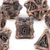 7 Pcs Copper Tree Stump Root Metal Dice Solid Metal Polyhedral Dice Set Suitable for Role-Playing RPG  Board Game Card Game