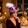 Accessory for Stage Shows Indian Sultan Hat, Shiny Sequins Feather Plume Cap, Novelty Arabian Comfortable Soft Lining Sequin Hat Prince Costume Dress