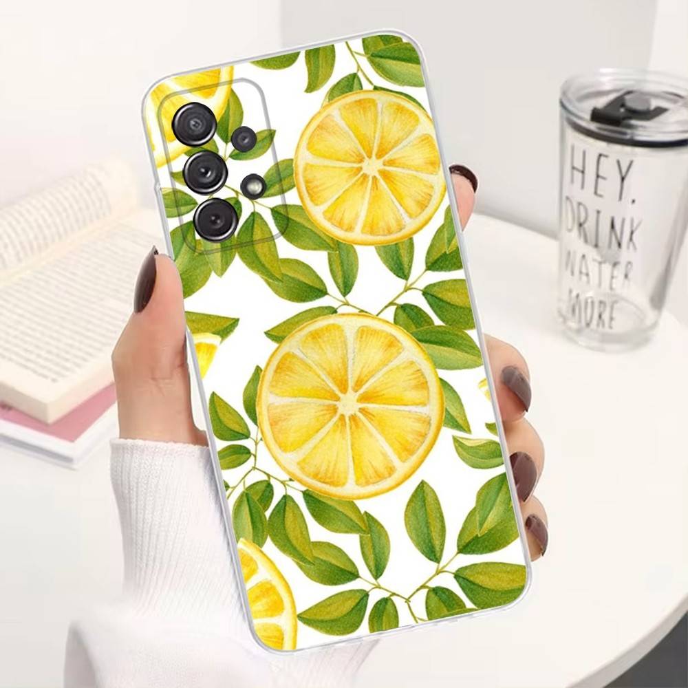 Frucht Zitrone Malerei Handyhülle Für Samsung Ultra,FE,A30,71,51,S9,10,20,Lite, S22,23,21,Plus, Transparent, Silikon