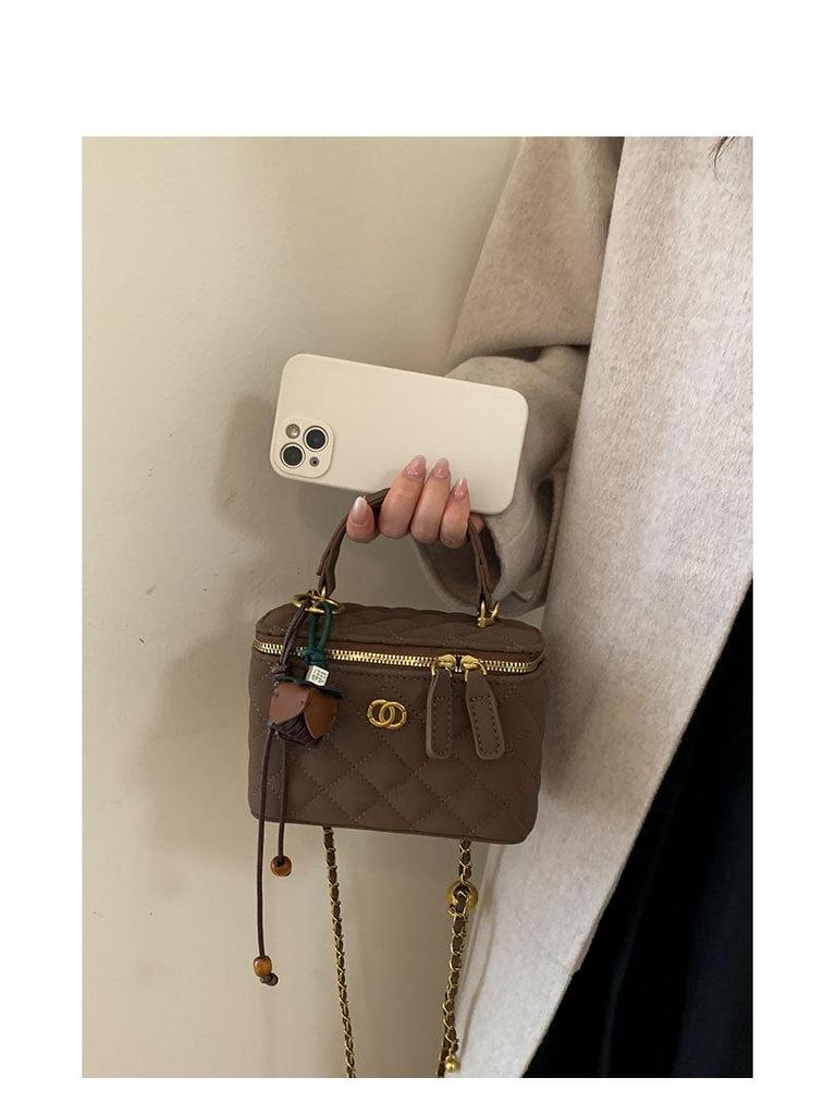 Damen 2025 Trendige Handtasche mit Rautenmuster und Kette - Vielseitige Box-Tasche zum Tragen über der Schulter oder als Crossbody