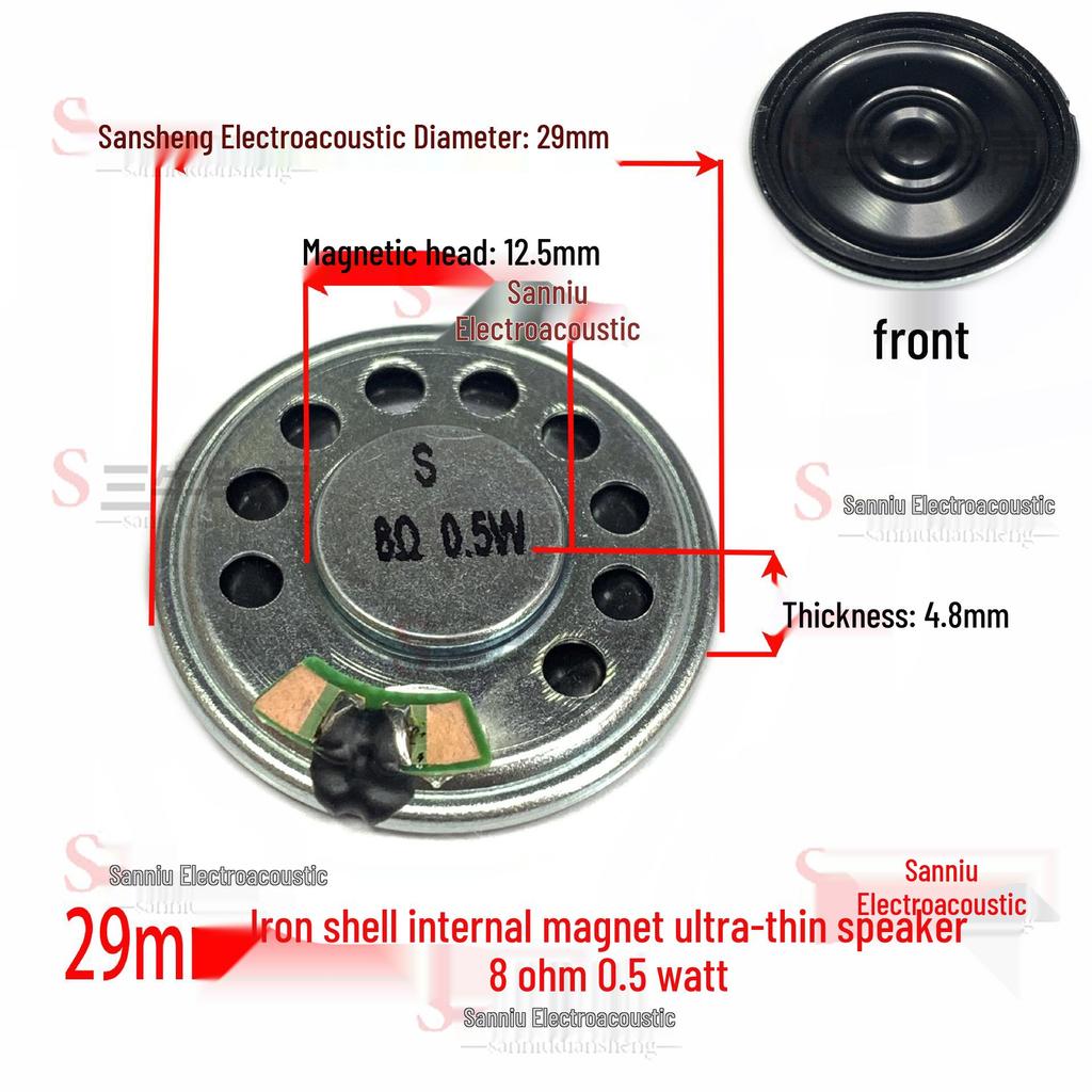 2.9cm Round Ultra-Thin Mylar Speaker, 8 Ohm, 0.5W, with Internal Magnet for Toys