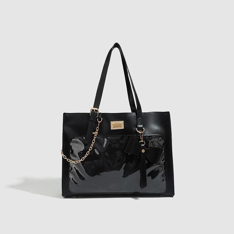 

Japanese Style Fashion Bowknot Pain Bag Large Capacity Shoulder Tote Bag Girl Versatile Transparent Bag Sweet Handbag for Women чорний