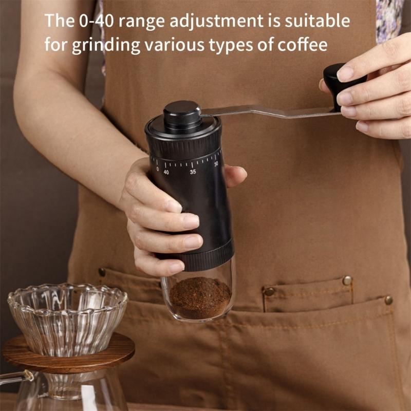 Delicate Manual Coffee Bean Grinders 40 Accuracy Grinding Level Ergonomic Handle Durable ABS Nonrust Steel For Home Office Camping