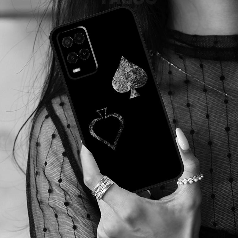 Ace of Spades Poker Case For Oppo A16 A76 A96 A17 A18 A60 A80 A40 A38 A58 A78 A98 A94 A74 A54 A15 A57 A77 A5 Pro