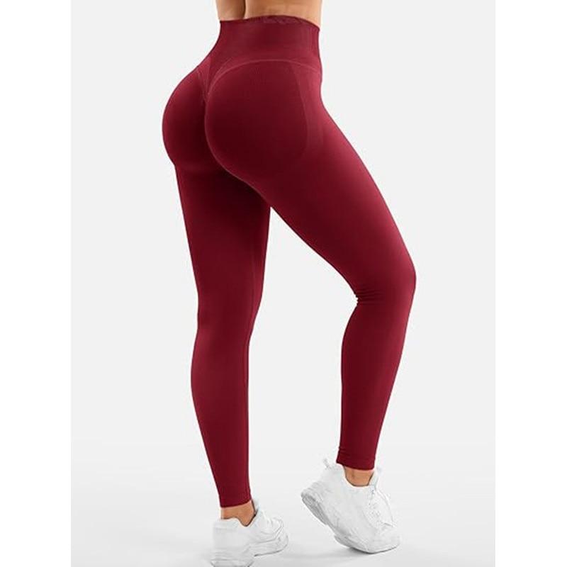 Colanti Sport Dama Women's High-Waist Yoga Running Tights Rosu Red Breathable Quick-Dry Gym Leggings