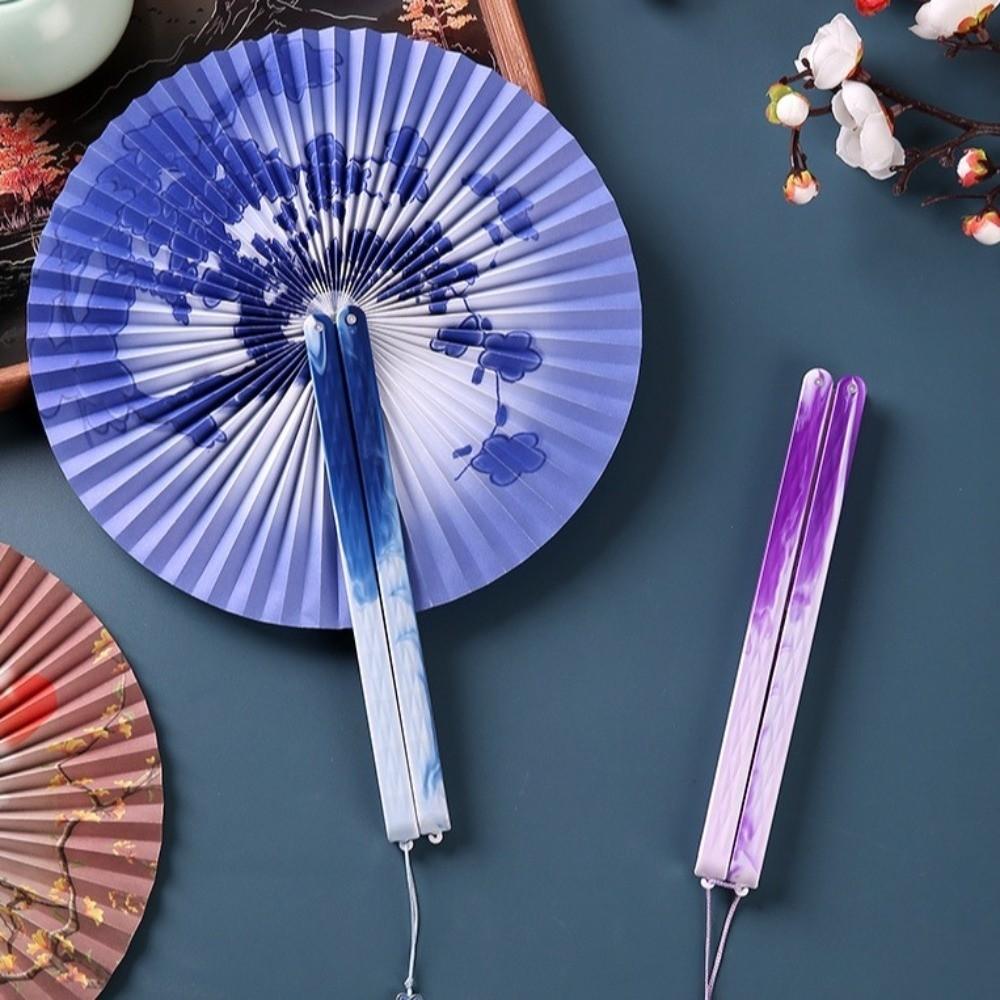 With Tassel Round Folding Hand Fan Shell-Shaped Retro Handheld Fan Dance Fan  Hanfu Cheongsam