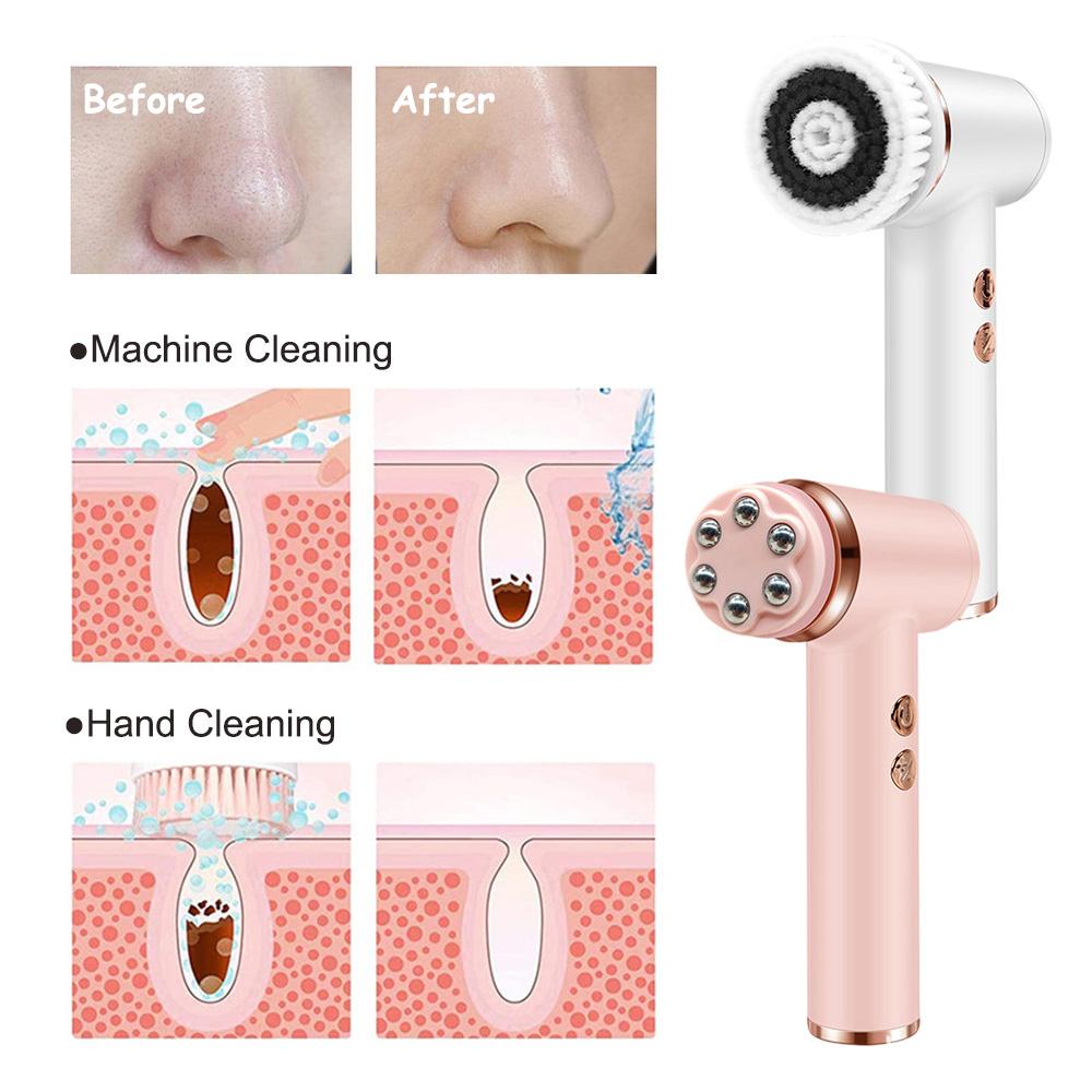 4 IN 1 Facial Cleansing Brush Electric Face Wash Brush Waterproof Portable Face Scrubber for Exfoliating Blackhead Massage Tool