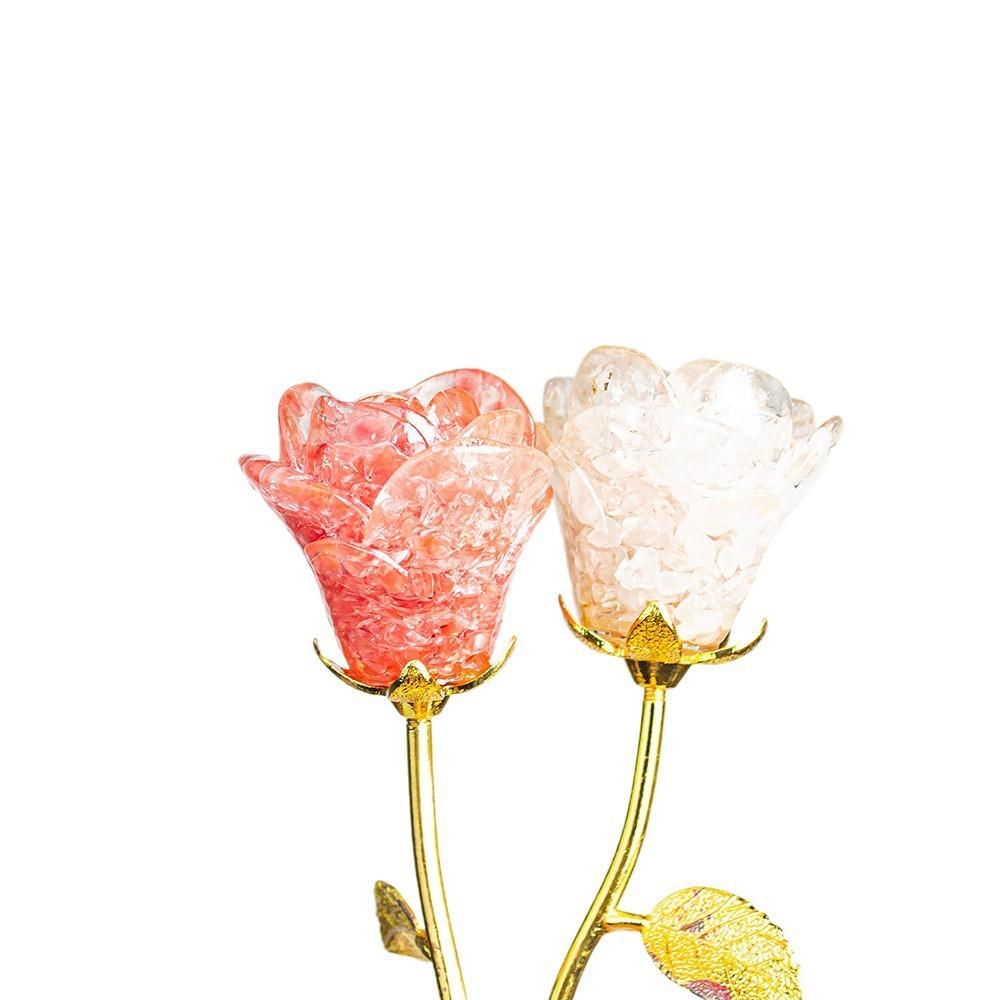 White Crystal Rose Handcrafted Crystal Wands Gift For Lovers And Couples
