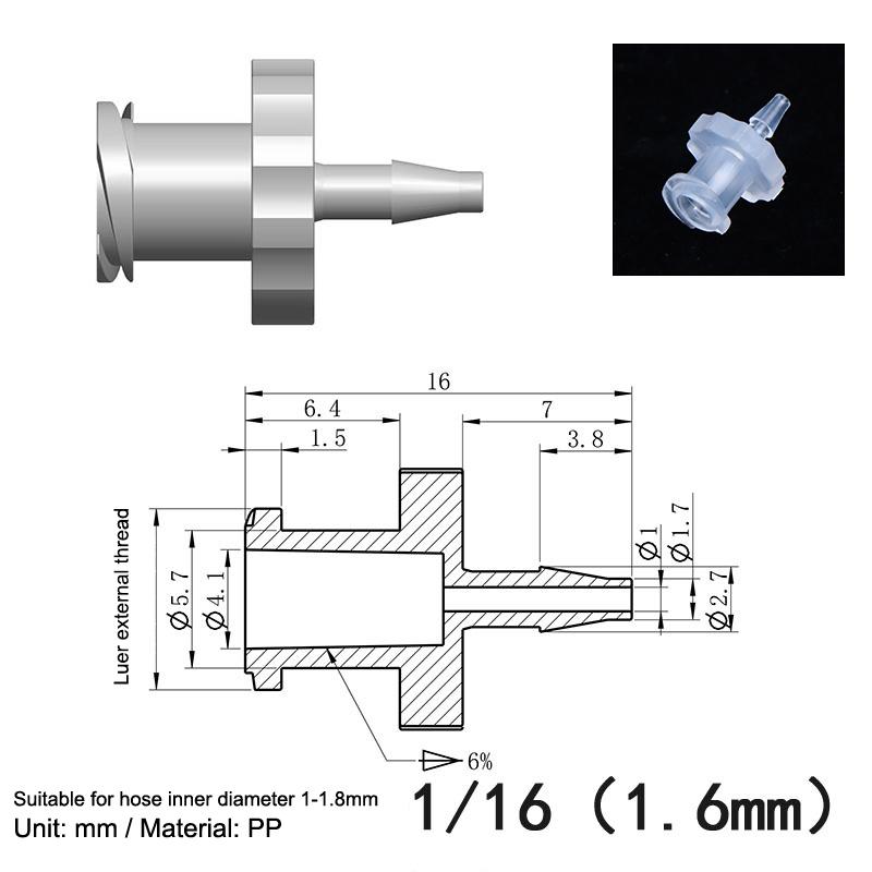 Luer Lock Adapter Pp Material Connector Air Valve Pipe Dispensing Glue Subpackaging Syringe Barrels Fitting