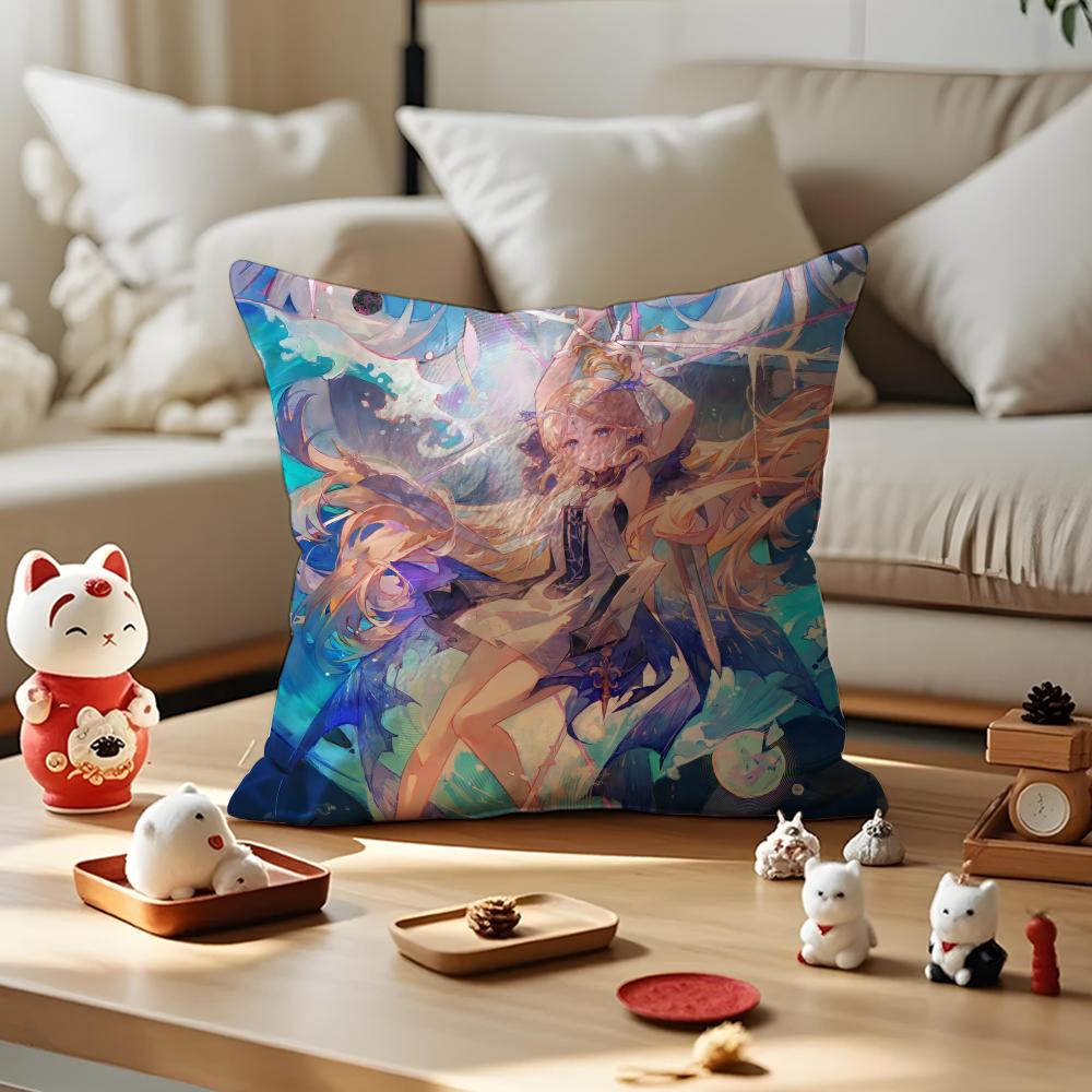 Game Wuthering Waves Cushion Cover Silky Short Plush with Invisible Zipper Dustproof Sofa Pillow Cover for Home Decor