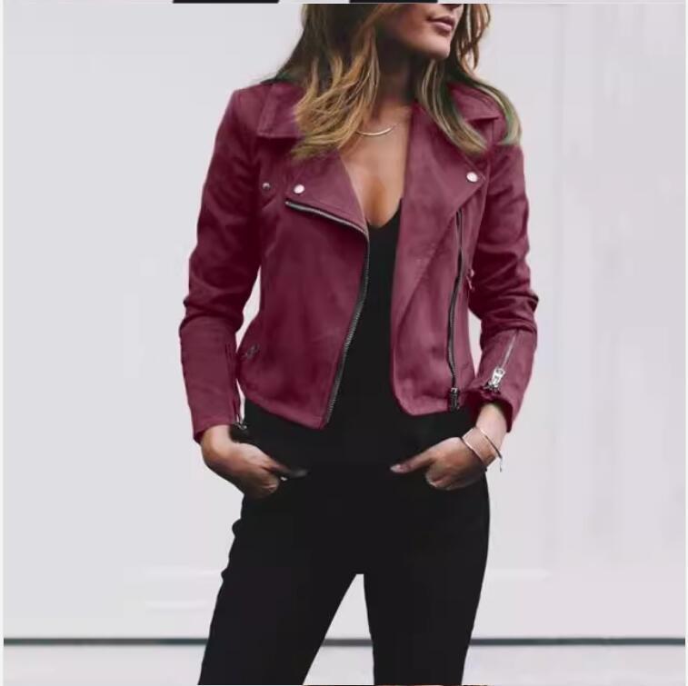 Women's Cross-Border Woolen Zipper Short Jacket with Diagonal Zipper