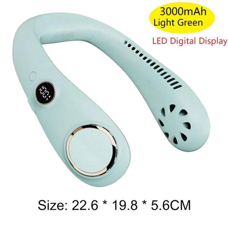 Ventilator portabil de gât cu LED, 3000 mAh, pentru răcire cu aer vara, fără elice, pentru sporturi în aer liber, călătorii, purtabil, cu bandă de gât USB, ventilatoare de gât suspendate