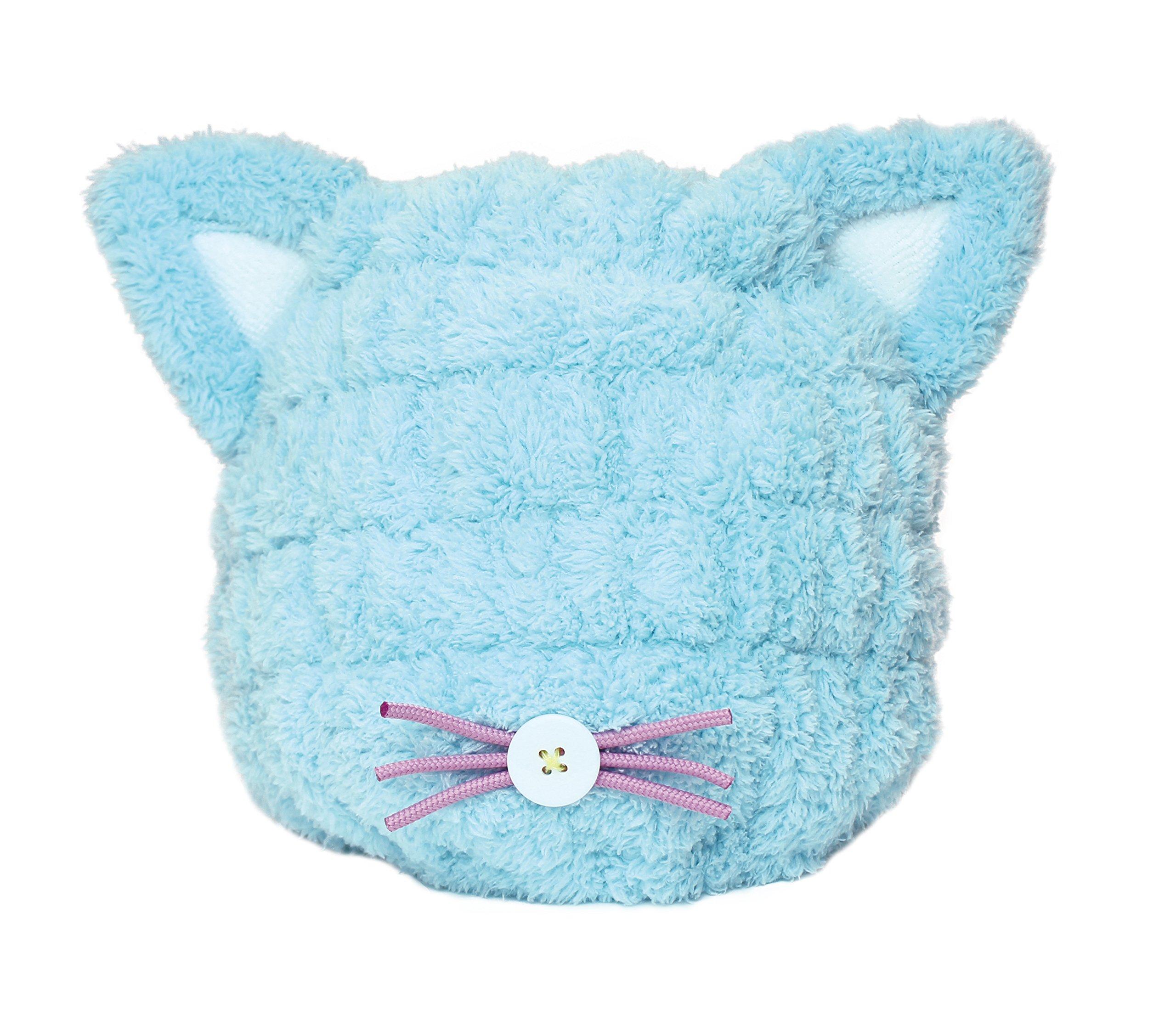 MARNA Kids Dry Cap with Cat S434B Ears, Blue,