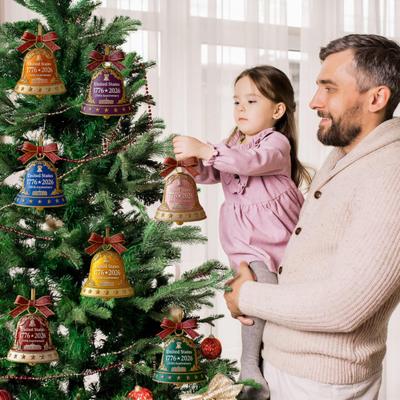 USA 250th Anniversary Bell Ornament Golden-Plated Metal Pendant Durable Collectible Decor Christmas Themed Decorative Bell