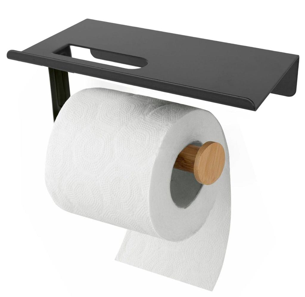 Uchwyt na papier toaletowy z półką TADAR 4981 czarny