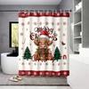 1pc Christmas Highland Cow Print Waterproof Shower Privacy Hanging Curtain with 12 Hooks, Multiple Sizes Machine Washable