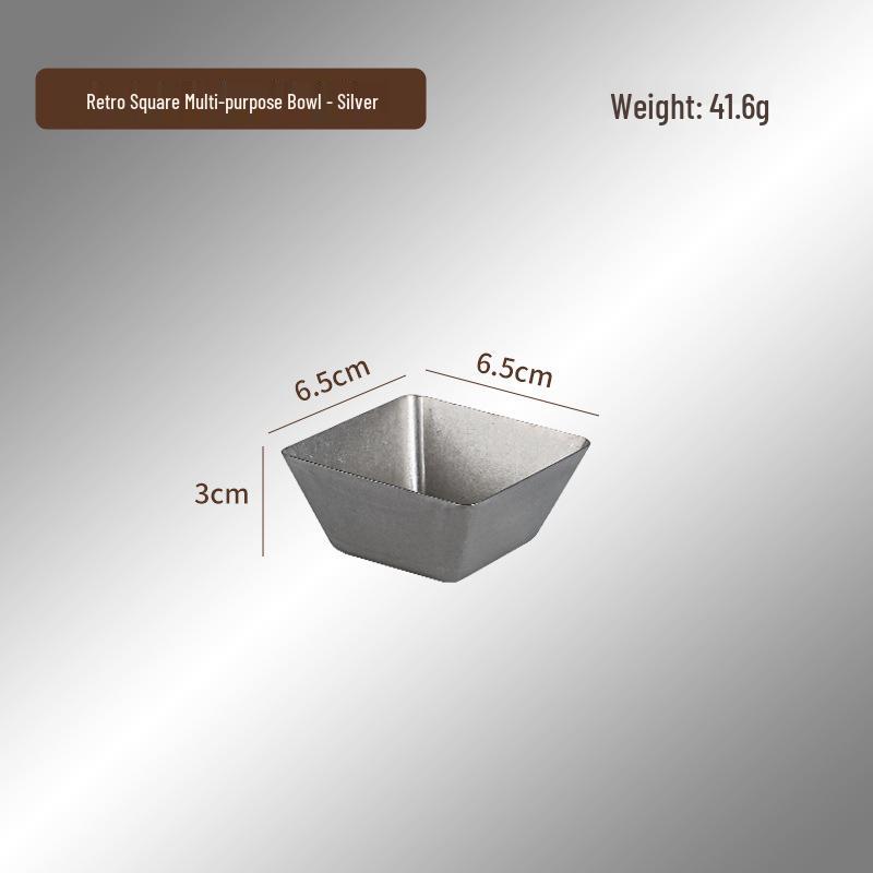 Retro Stainless Steel Sauce & Snack Dish - Square French Fry & Condiment Bowl