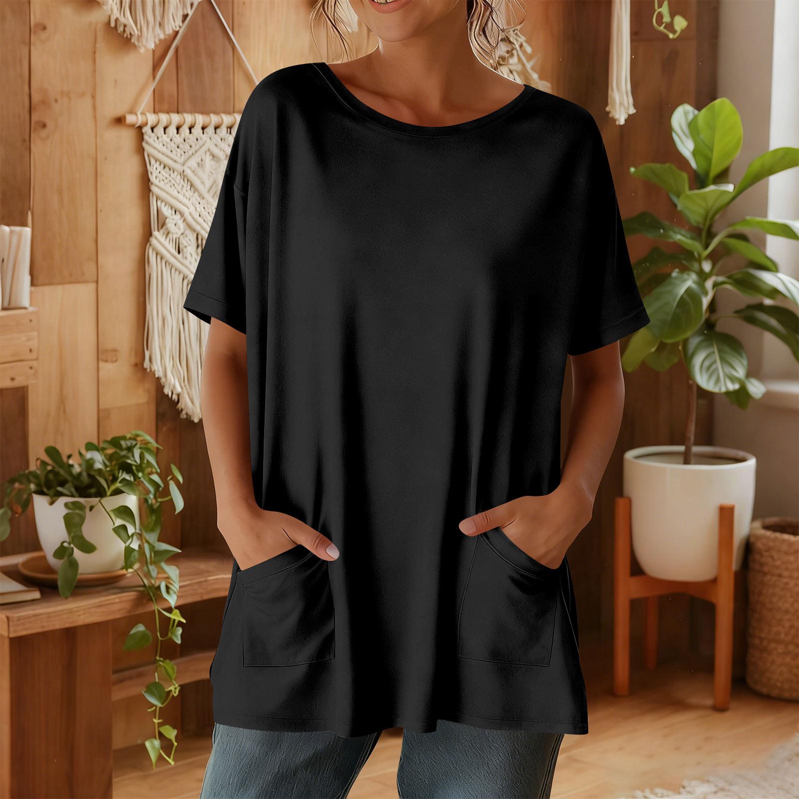 Женская мода повседневный короткий рукав цветочный принт топ XL