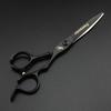 6.0" Black Notch Handle Hairdressing Scissors - Barber Straight & Thinning Shears