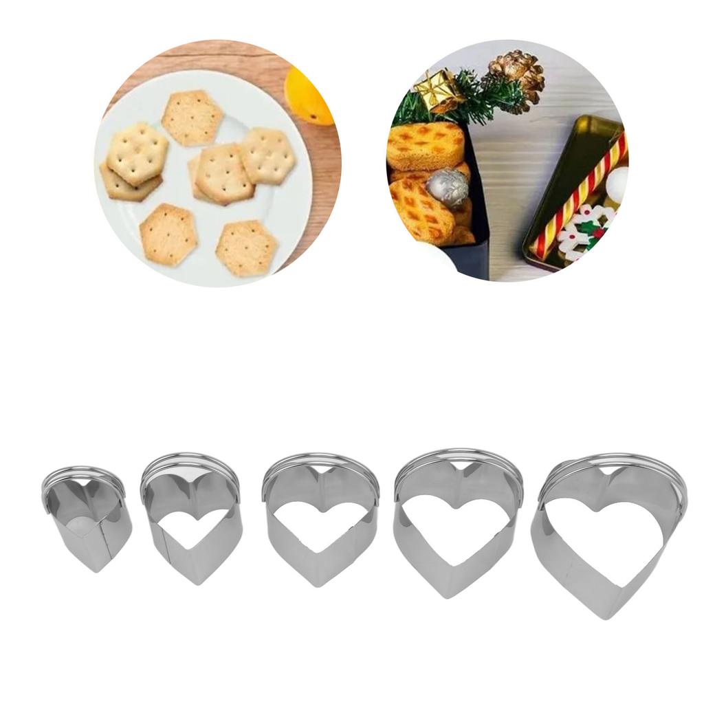 5 Pcs Cutters Set with Handle Stainless Steel Mould for Baking Cooking Alentine Day