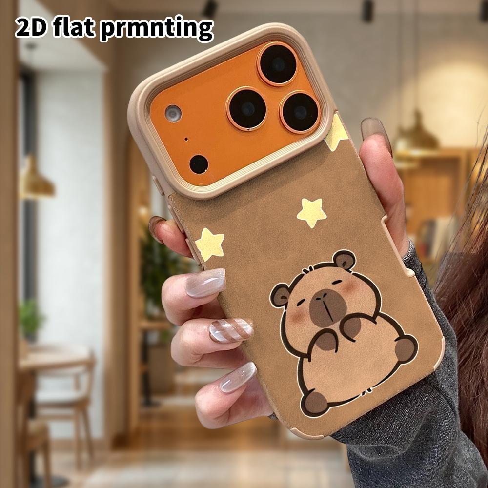 Phone Case: Lambskin 2D Flat Samsung Galaxy A34 A35 M05 M06 S20 S22 S21 FE Plus 5G Protective Case, Calm Capybara, Christmas and Halloween Gifts