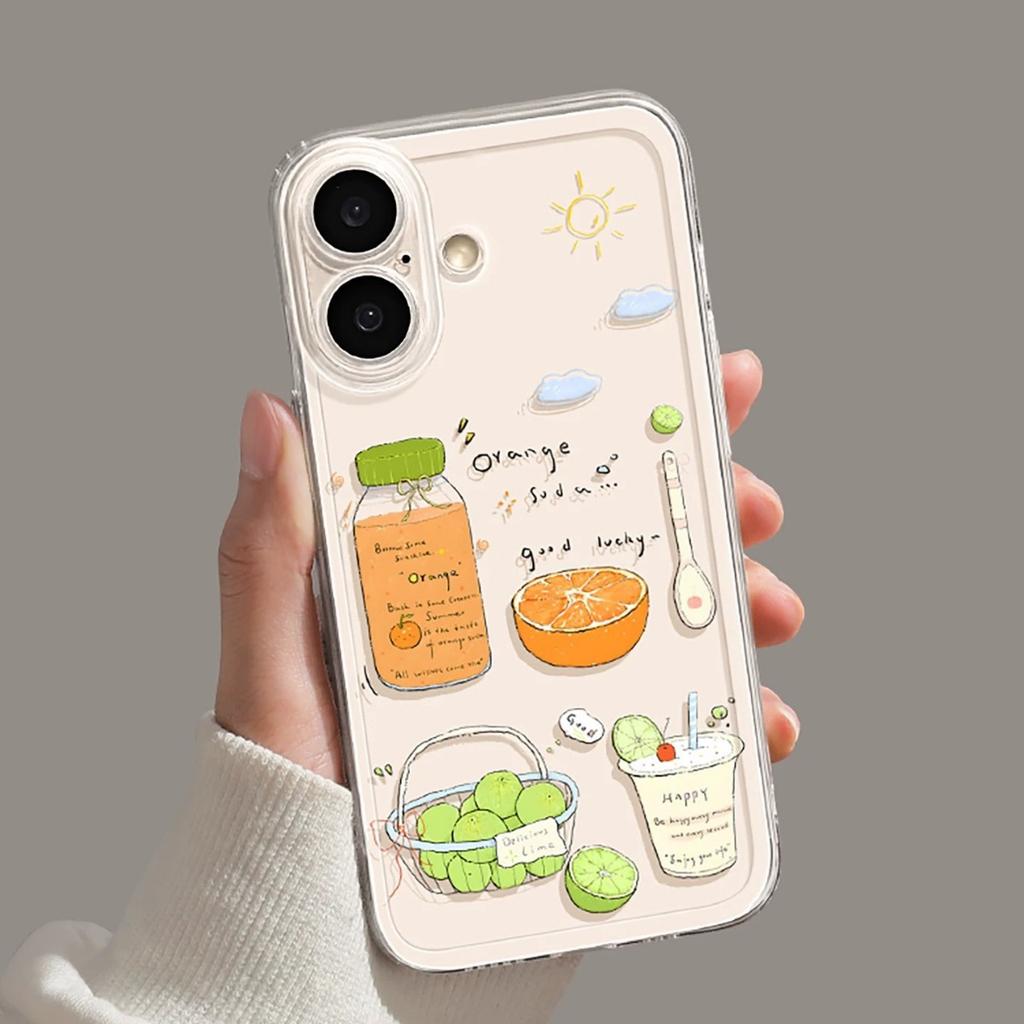 Fruit Summer Phone Case for Iphone17 Apple 16promax Transparent 15/14/13 Refreshing 12 Soft Set