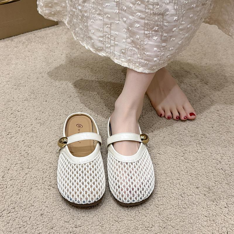 Fashion Women's Slippers Summer Hollow Breathable Half Slippers Fashion Lightweight Comfortable Casual Slip on Flat Bottom Mules Slides