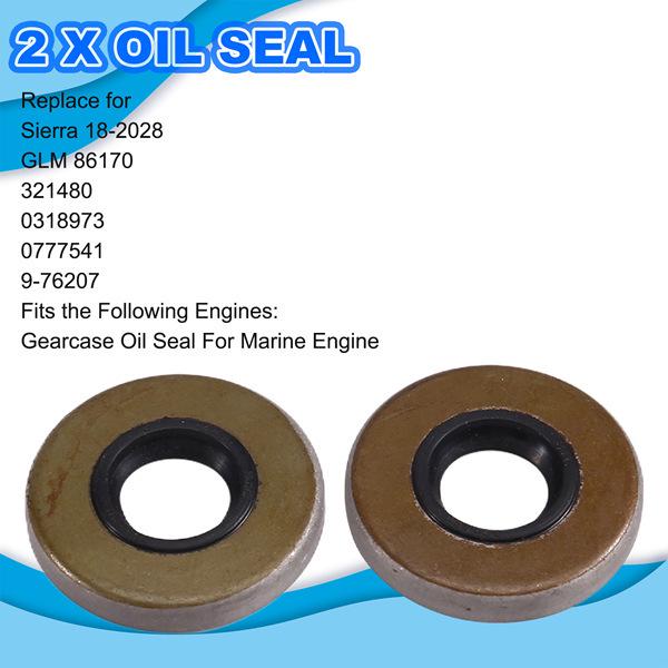 2-Pack Gearbox Oil Seals for OMC Marine Engine (18-2028)