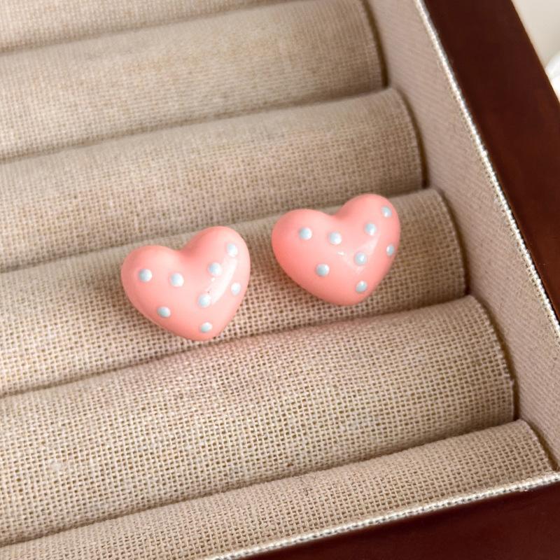 Colorful Heart Earrings Elegant Summer Cute Dangle Ear Accessory for Girls Daily School Shopping