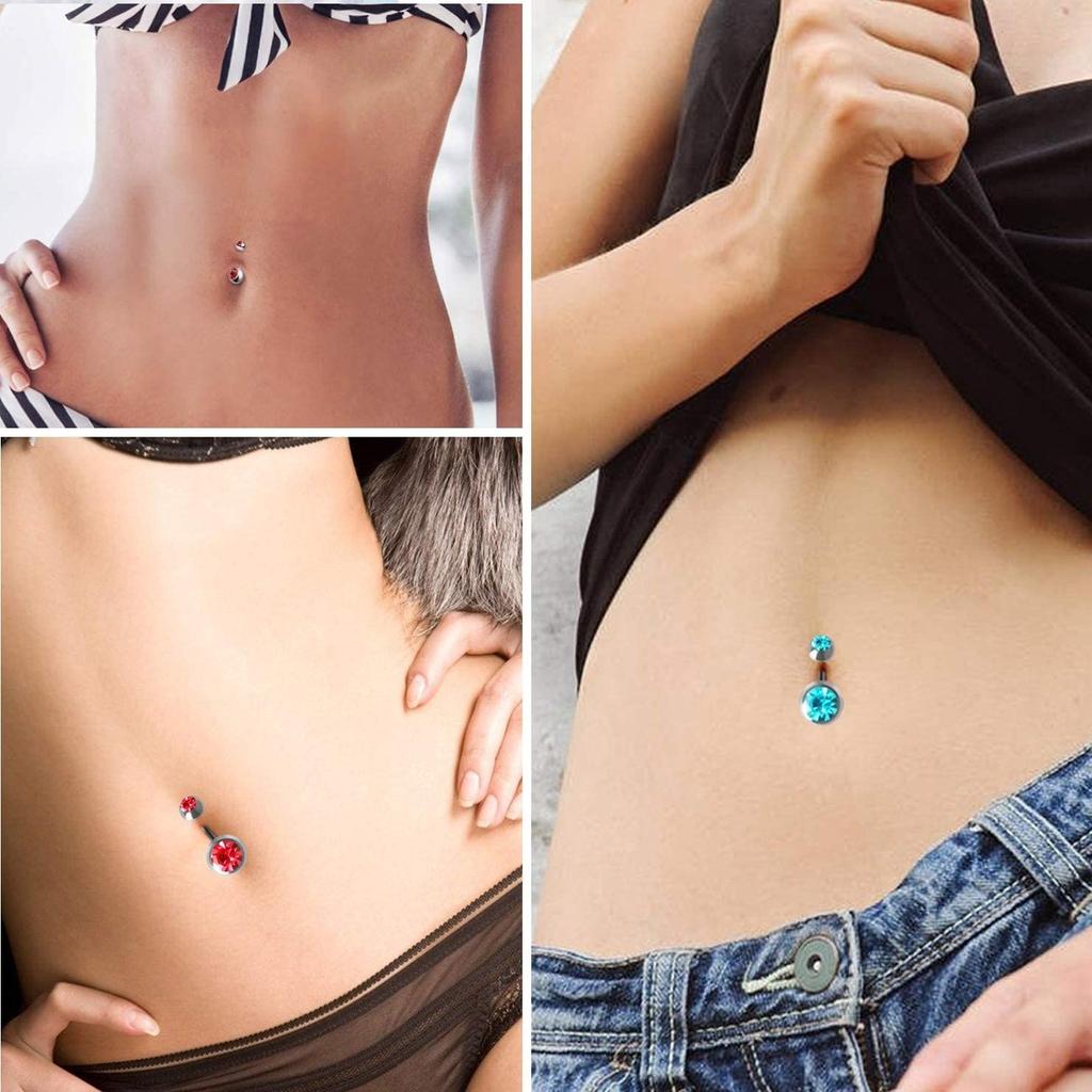 10 teile/los Doppel Kristall Bauchnabel Ringe Chirurgenstahl Nabel Ringe Ohr 5/8mm CZ Piercing Ombligo Nombril Oreja körper Schmuck