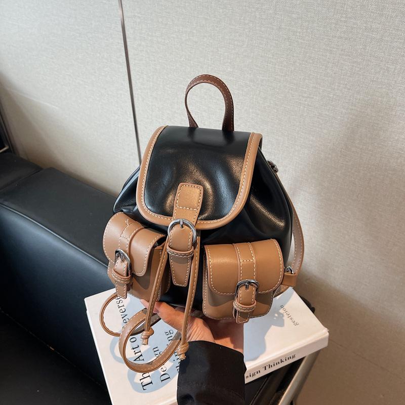 Bucket Backpack Female Leisure Student Class Mini Bag Street Trend Lightweight Travel Small Backpack