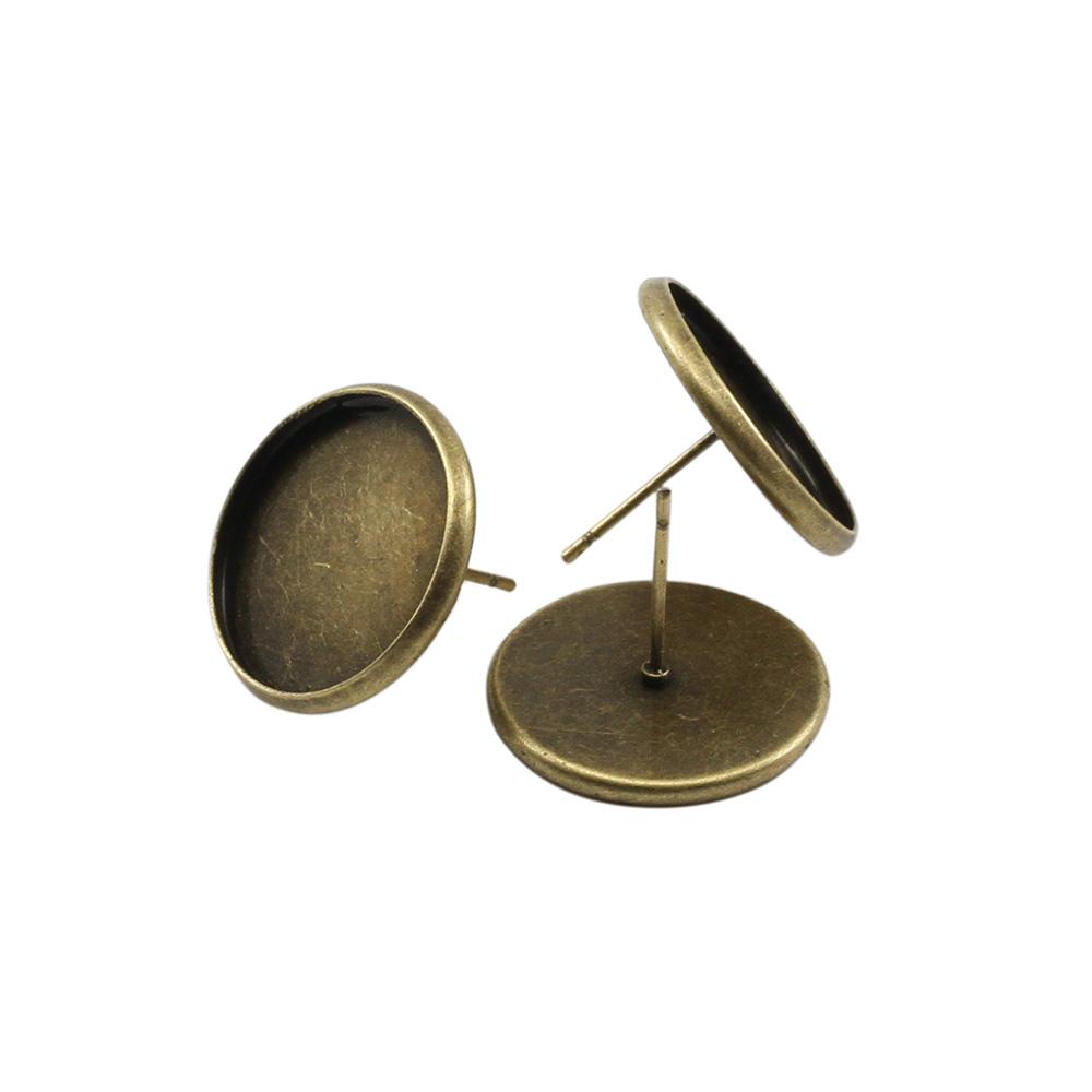 20-50pcs/lot Stainless Iron Blank Earring Base 8 10 12 14 mm Cabochon Cameo Settings Bezel Tray For Supplies Jewelry Making