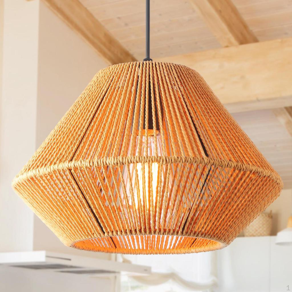 Rattan Lampshade Light Fixture Creative Woven for Hotel Cafe