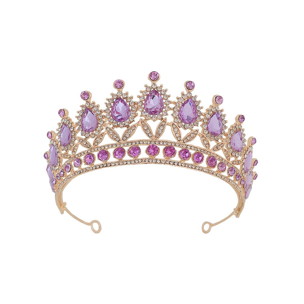 New Violet Rhinestone Bridal Crown Wedding Dress Accessories Bridal Tiara Hair Accessories