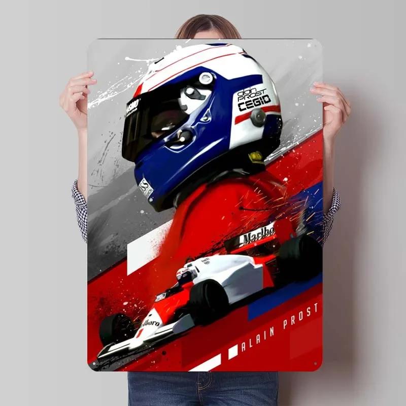 Alain Prost Metal Sign Racing Poster Art Mural Retro Tinplate Sign for Wall Art Decoration Coffee Bar Vintage Home Decor Items