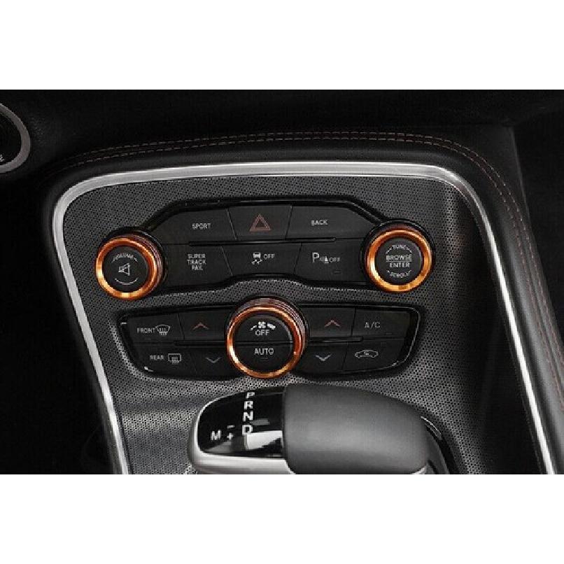 For Dodge Challenger 2015- Aluminum Orange Middle Console AC Knob Cover Trim