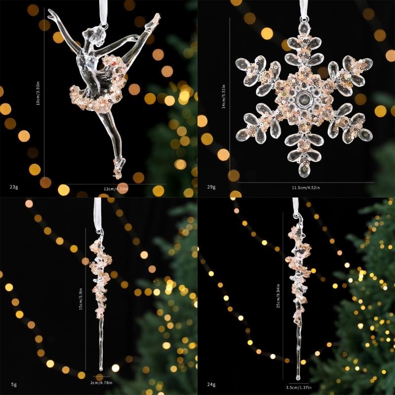 Shatterproof Acrylic Snowflakes Hanging Decorations For Indoor and Outdoor Christmas Displays