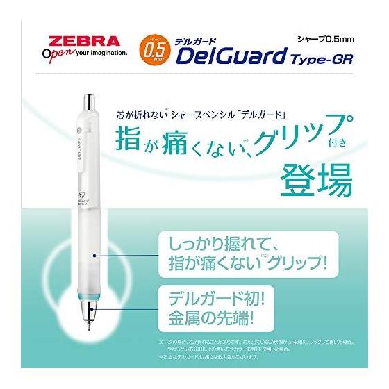 Zebra DelGuard Type-GR Mechanical Pencil, 0.5mm, Mint Green (P-MA93-MTG) - Anti-break Lead, With Grip